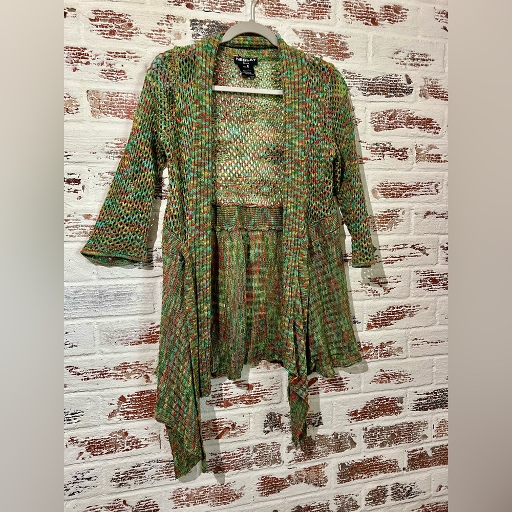 Vintage Neslay Paris Cardigan Crochet Multicolored *See Details* Size M/L